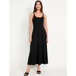 NWT Old Navy Fit & Flare Rib-Knit Midi Tank Dress, large, bodycon, black jack